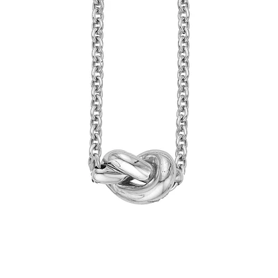 14K White Gold 18" Amore Knot Necklace with Extender WRC5591-18