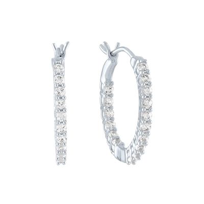 Lab-Created White Sapphire Hoop Earrings in Sterling Silver