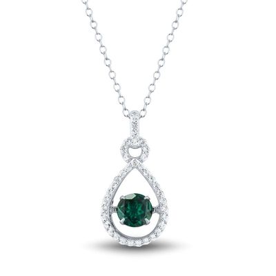 The Beat of Your Heart® Lab-Created Emerald & White Sapphire Pendant in Sterling Silver