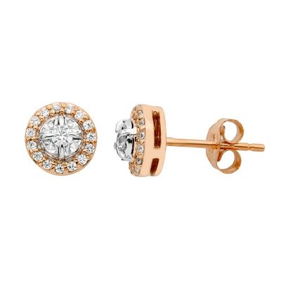 1/ ct. tw. Diamond Halo Stud Earrings in 10K Rose Gold