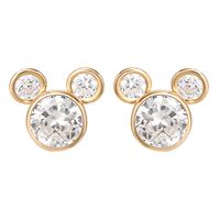 Mickey Mouse Cubic Zirconia Diamond Stud Earrings in 14K Yellow Gold