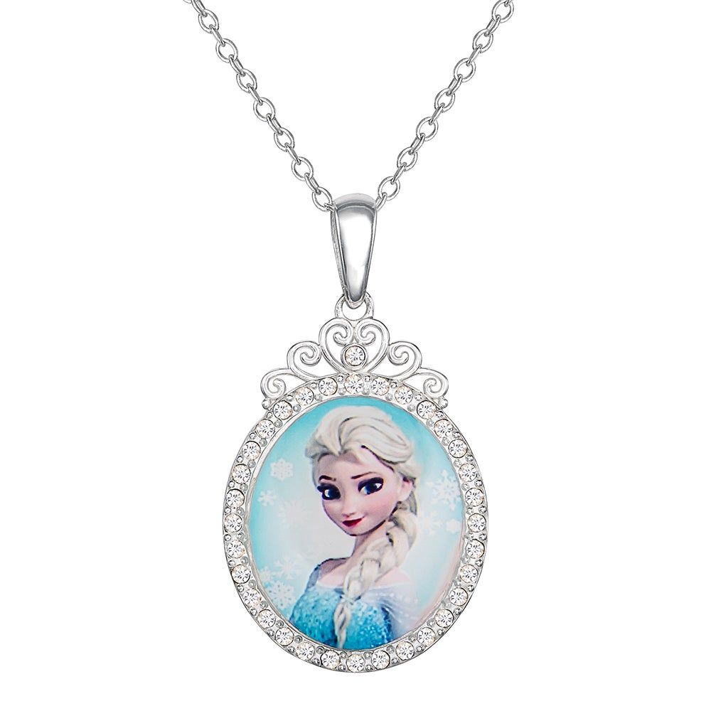 Children's Clear Crystal Frozen Elsa Pendant in Sterling Silver