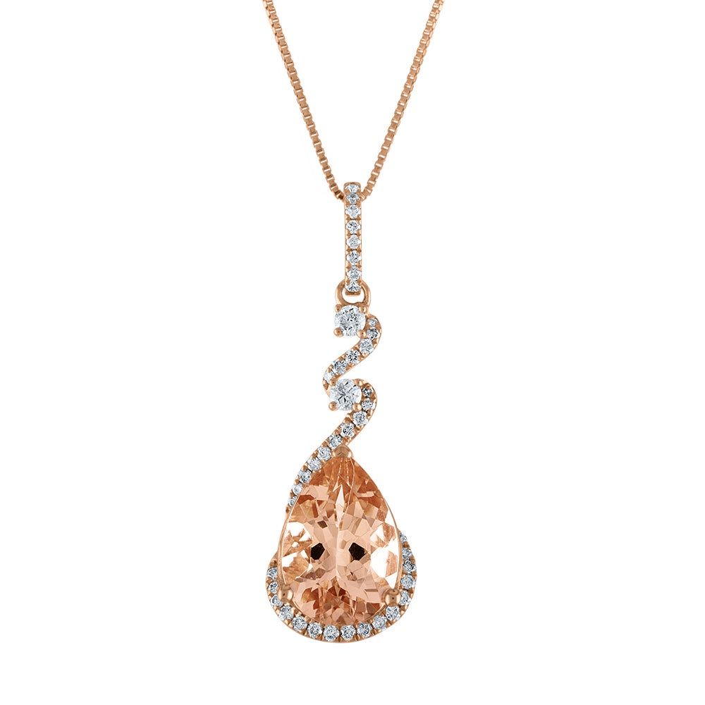 Morganite & 1/4 ct. tw. Diamond Pendant in 14K Rose Gold