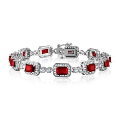 Lab-Created Ruby & White Sapphire Bracelet in Sterling Silver