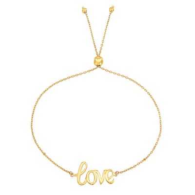 "LOVE" Bolo Bracelet in 14K Yellow Gold