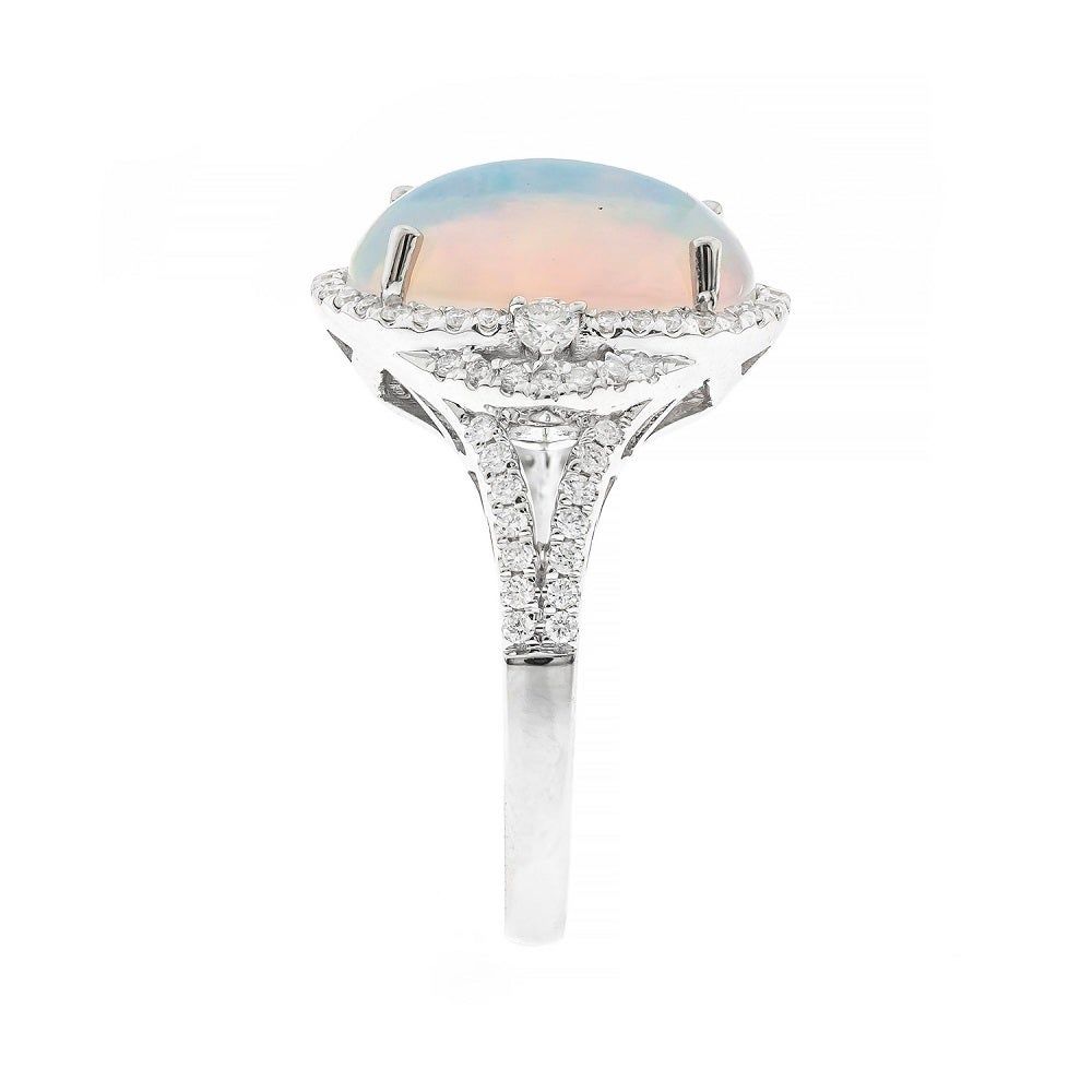 Ethopian Opal & 3/8 ct. tw. Diamond Ring 10K White Gold