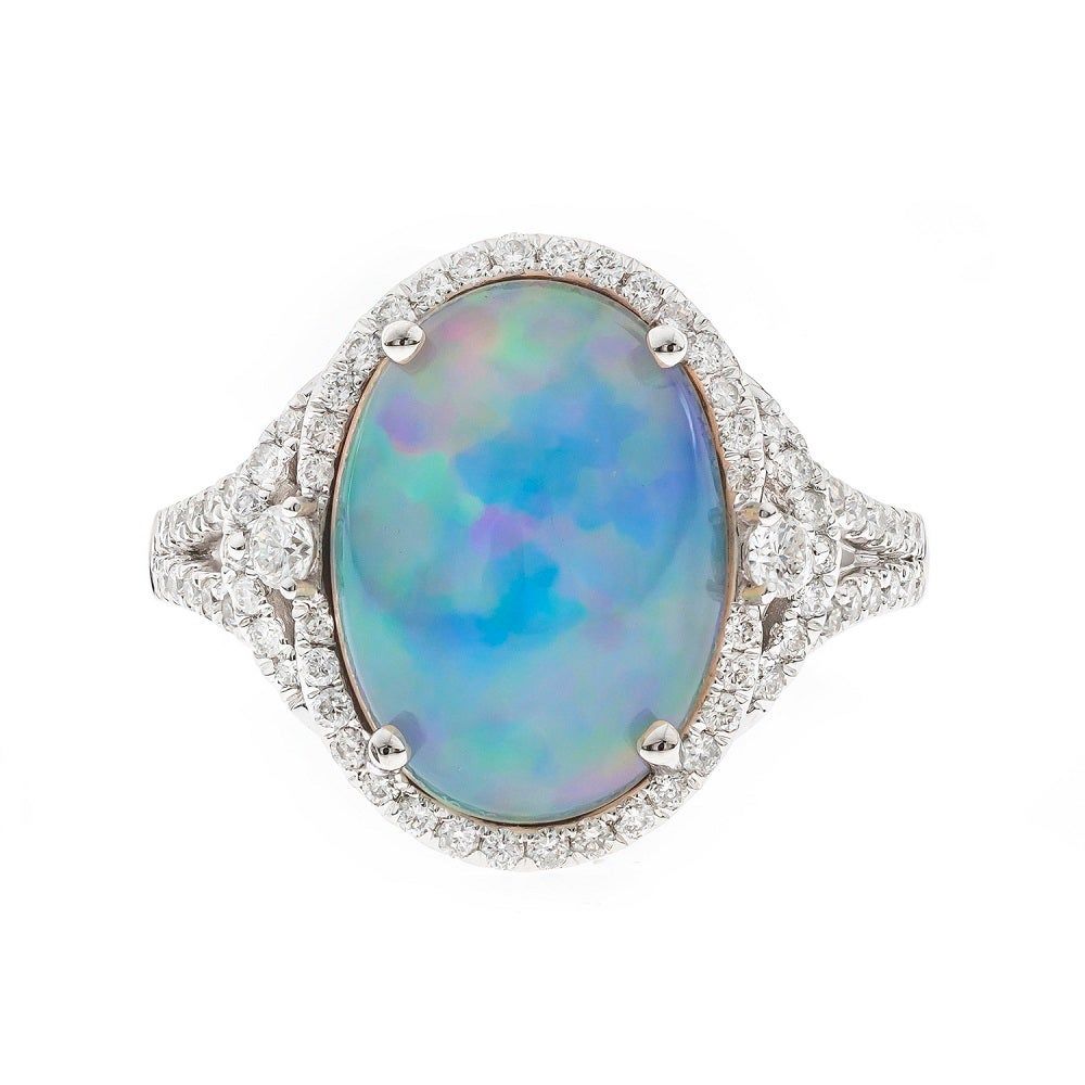 Ethopian Opal & 3/8 ct. tw. Diamond Ring 10K White Gold