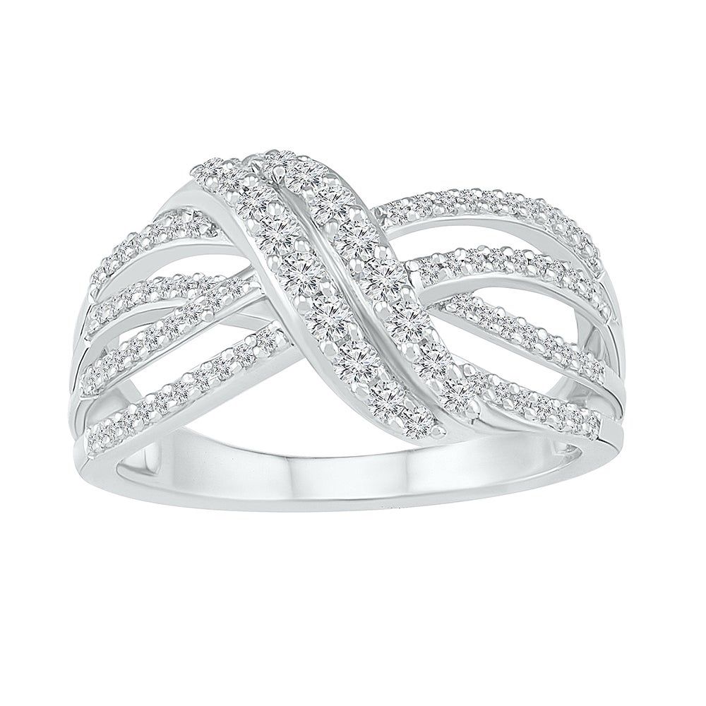 1/2 ct. tw. Diamond Crossover Ring 10K White Gold