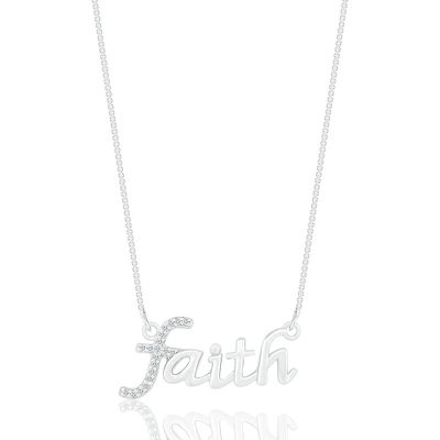 Diamond "Faith" Necklace in Sterling Silver