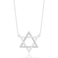 Diamond Star Of David Necklace in Sterling Silver