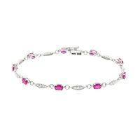 Oval Ruby and Diamond Bracelet in 10K White Gold (1/3 ct. tw.)