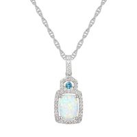Cushion-Cut Opal Earrings, Pendant and Ring Set in Sterling Silver