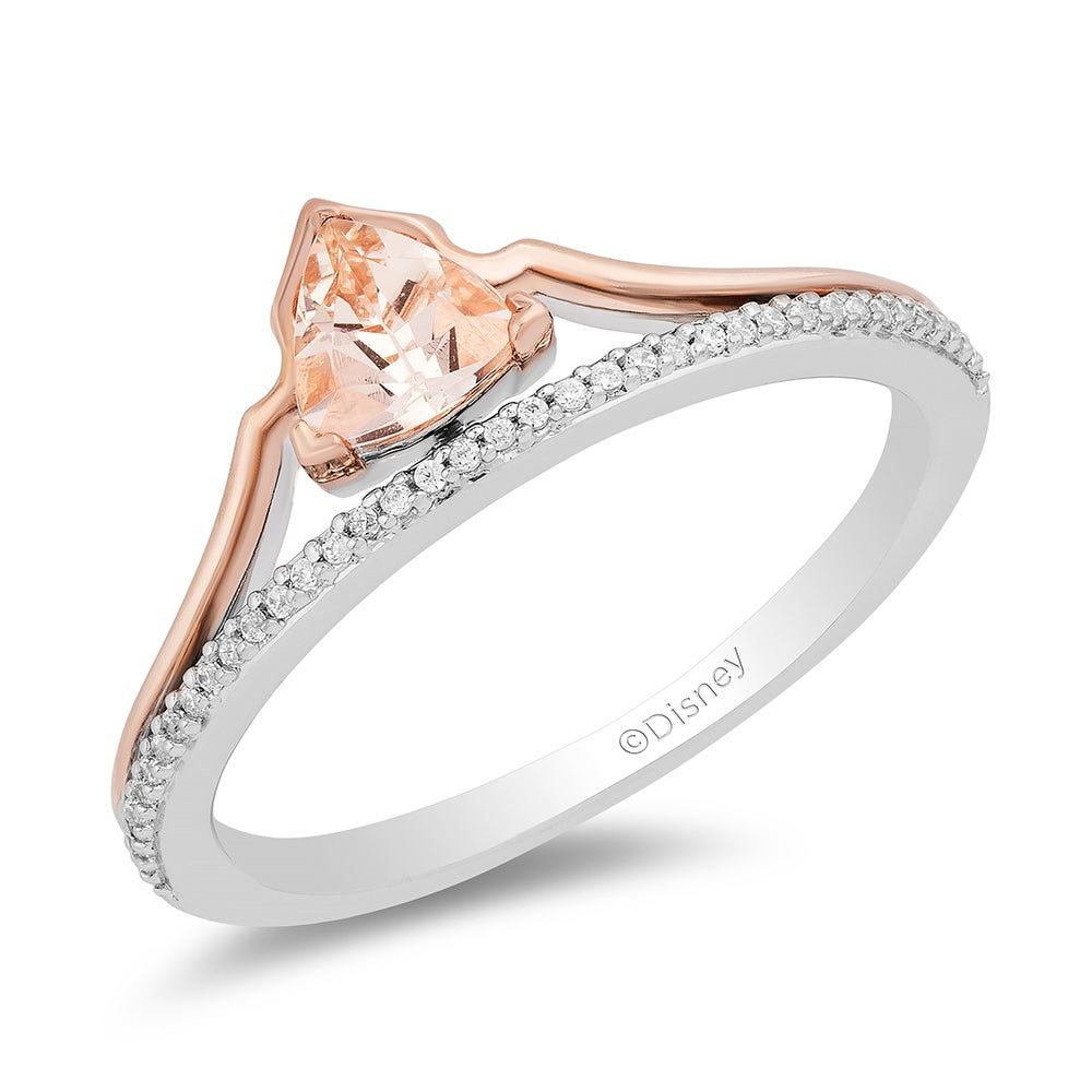 Aurora Morganite & Diamond Tiara Ring Sterling Silver 10K Rose Gold