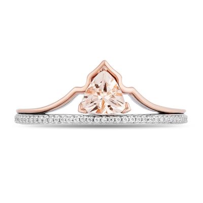 Aurora Morganite & Diamond Tiara Ring Sterling Silver 10K Rose Gold