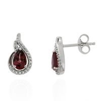 Garnet & 1/10 ct. tw. Diamond Earrings in 10K White Gold