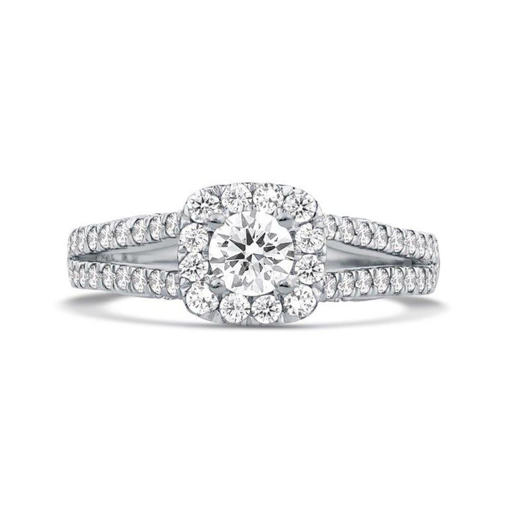 Willow Cushion Halo Lab Grown Diamond Engagement Ring Platinum (1 1/4 ct. tw.)