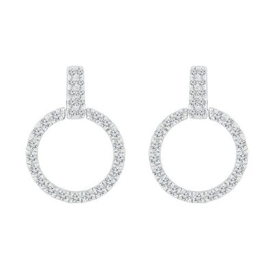 Diamond Dangle Circle Earrings in 10K White Gold (1/4 ct. tw.)