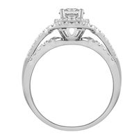 Princess-Cut Diamond Double Halo Engagement Ring 14K White Gold (1 ct. tw.)