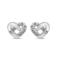 Lab Grown Diamond Knotted Heart Stud Earrings in 10K White Gold