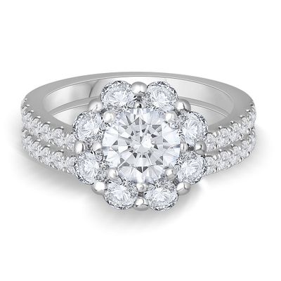Lab Grown Diamond Engagement Ring with Round Halo 14K White Gold (2 ct. tw.)