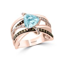 Aquamarine & 1/3 ct. tw. Champagne White Diamond Ring 14K Rose Gold
