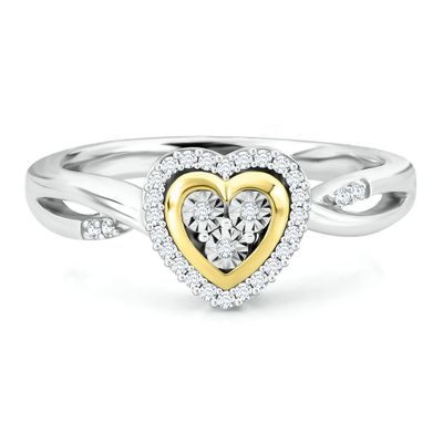 1/10 ct. tw. Diamond Heart Ring Sterling Silver & 14K Yellow Gold