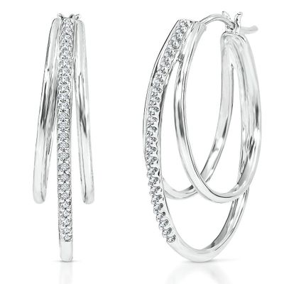 1/4 ct. tw. Diamond Hoop Earrings in Sterling Silver