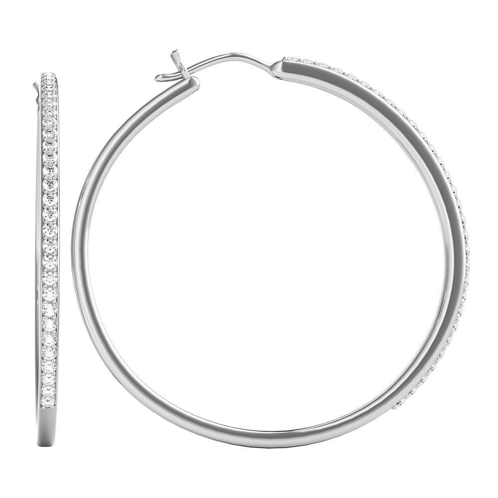 1/2 ct. tw. Diamond Hoop Earrings in Sterling Silver