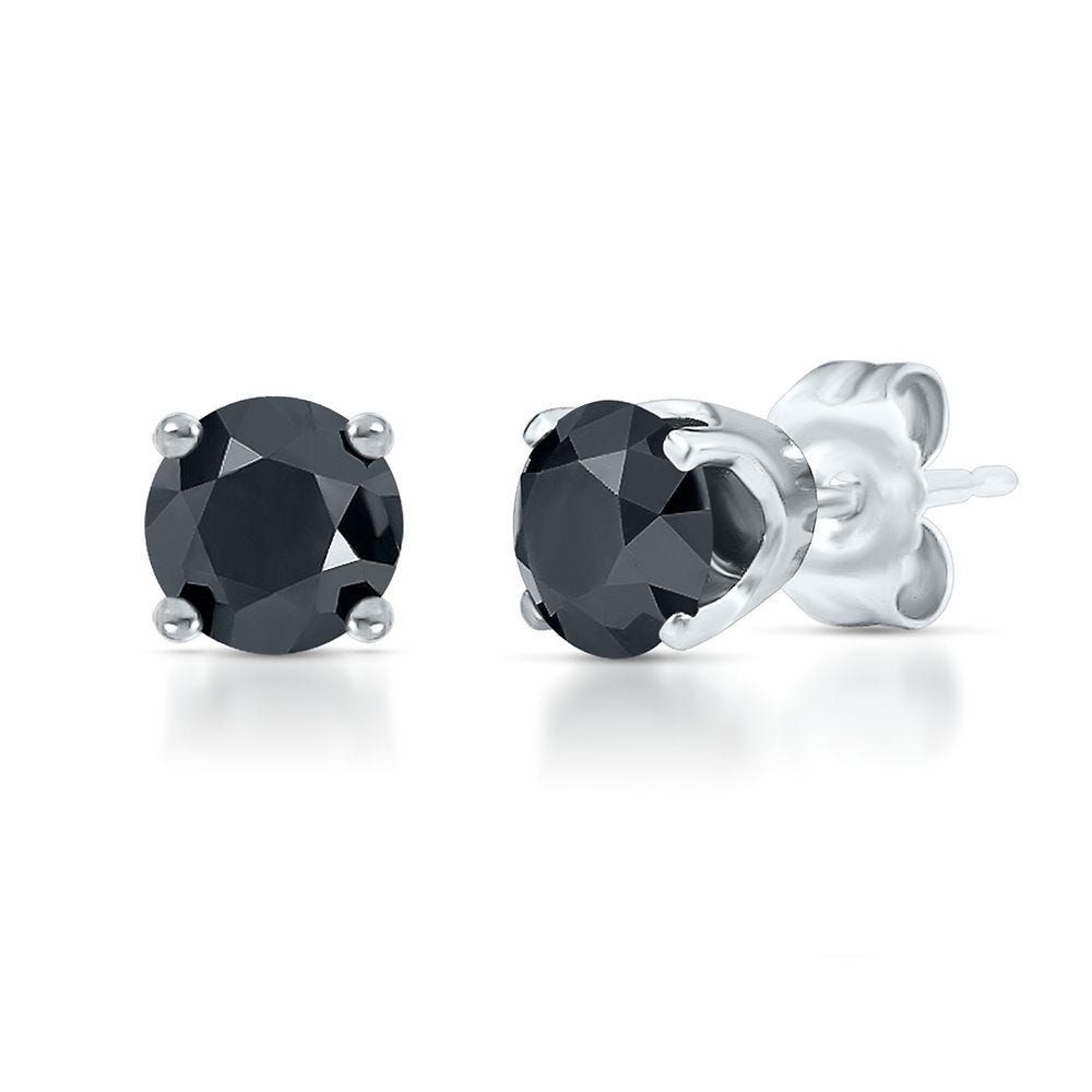 2 ct. tw. Black Diamond Stud Earrings in 14K White Gold