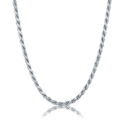 Diamond Cut Rope Chain in Sterling Silver, 24"