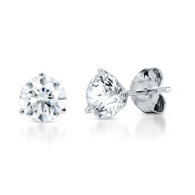 1 1/2 ct. tw. Prima Diamond 3-Prong Stud Earrings in 14K White Gold
