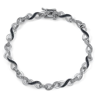 Black & White Diamond Infinity Bracelet in Sterling Silver (1/3 ct. tw.)