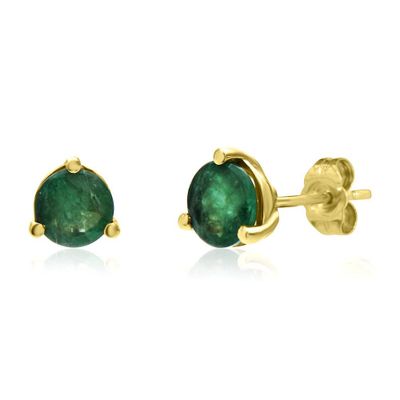 Emerald Stud Earrings in 10K Yellow Gold
