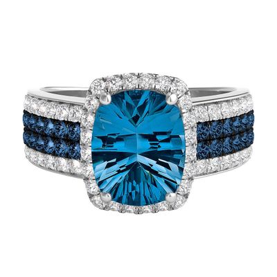 London Blue Topaz & 3/4 ct. tw. Diamond Ring 14K White Gold