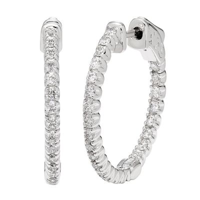 ct. tw. Diamond Hoop Earrings in 14K Gold