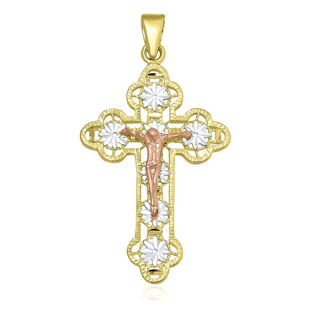 Endura Gold® Tricolor Crucifix in 14K Gold