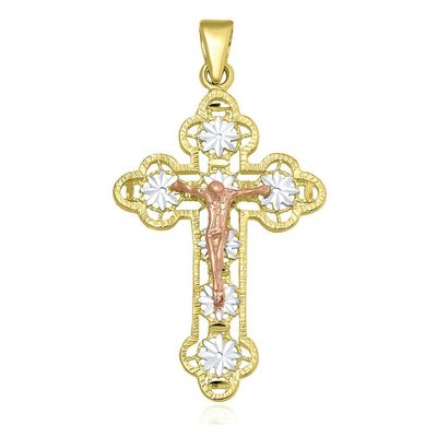 Endura Gold® Tricolor Crucifix in 14K Gold