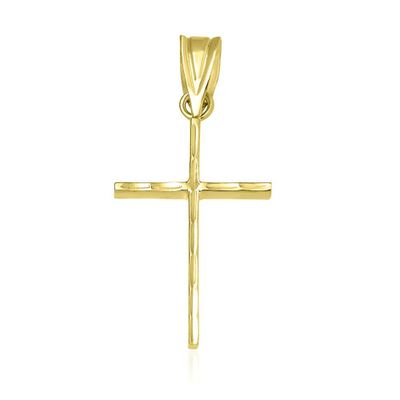 Endura Gold® Polished Diamond Cut Cross in 14K Yellow Gold