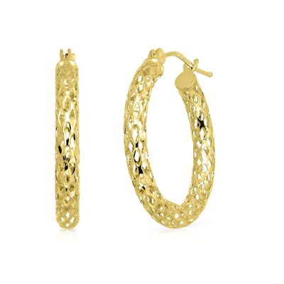 Endura Gold® Pierced Tube Hoop Earrings in 14K Yellow Gold