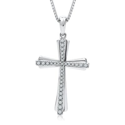 1/5 ct. tw. Diamond Cross Pendant in Sterling Silver