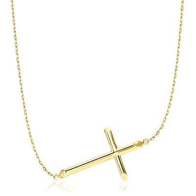 Endura Gold® Sideways Cross Necklace in 14K Yellow Gold