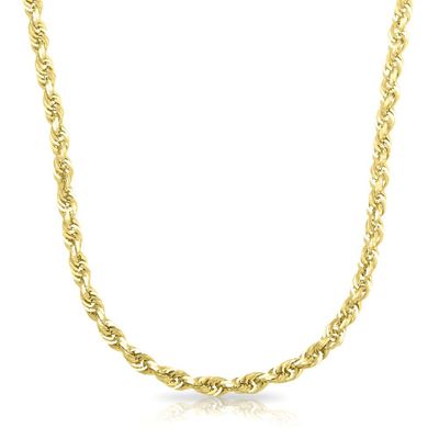 Endura Gold® Dual Glitter Solid Rope Chain in 14K Yellow Gold, 24"