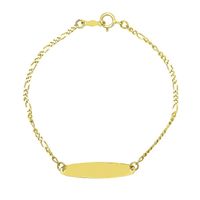 Children's Oval ID Figaro Link Bracelet in 14K Yellow Gold