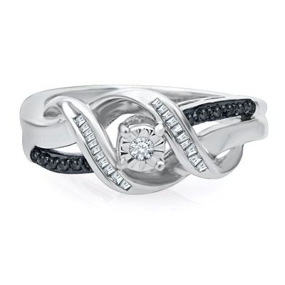 1/5 ct. tw. Black & White Diamond Promise Twist Ring Sterling Silver