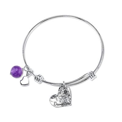 "Daughter" Expandable Bangle Bracelet in Sterling Silver