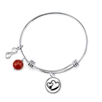"Mother & Daughter" Expandable Bangle Bracelet in Sterling Silver
