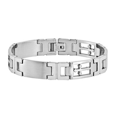 Men's Cross Bracelet in Stainless Steel
