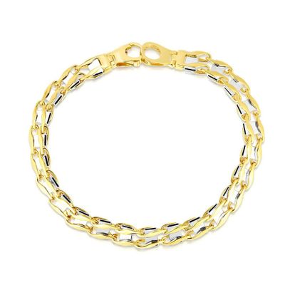 Men's Railroad Bracelet in 14K Yellow & White Gold