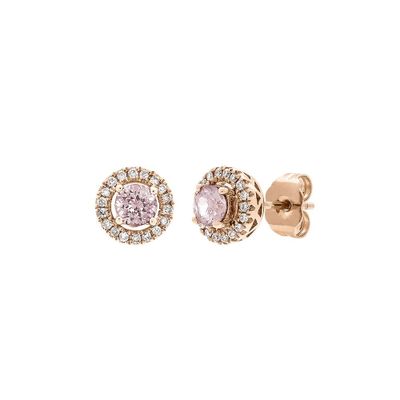 Morganite & 1/7 ct. tw. Diamond Halo Stud Earrings in 10K Rose Gold