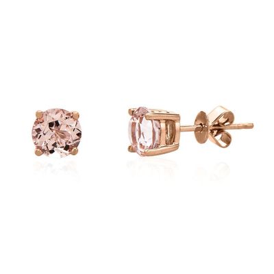 Morganite Stud Earrings in 10K Rose Gold